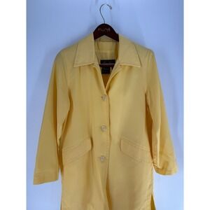 Terry Lewis Classic Pocket Water Repellent Lightweight Trench Coat Yellow Size S